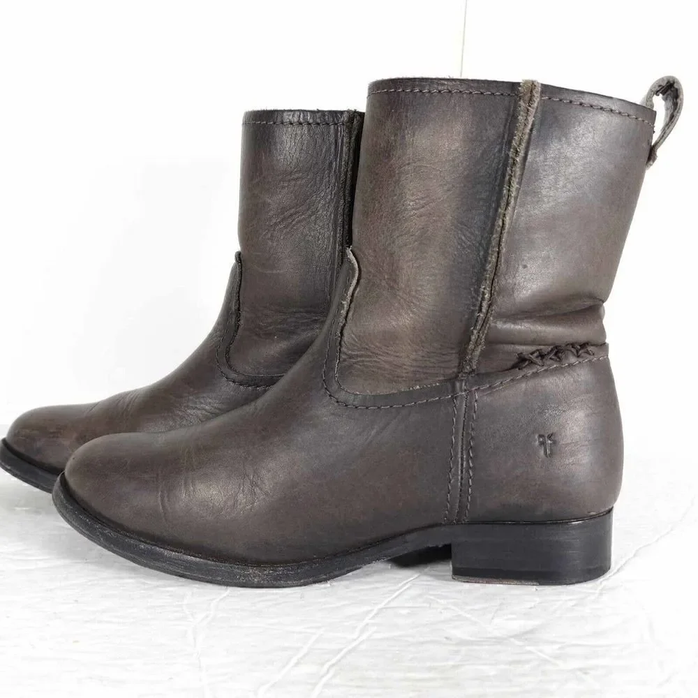 Frye Women's Melissa Slouch Short US 5,5 Brown Leather Pull On Ankle Boots